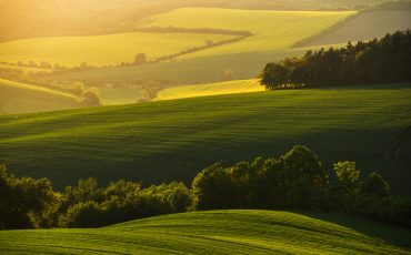 Magical sunset in South Moravia farmland
